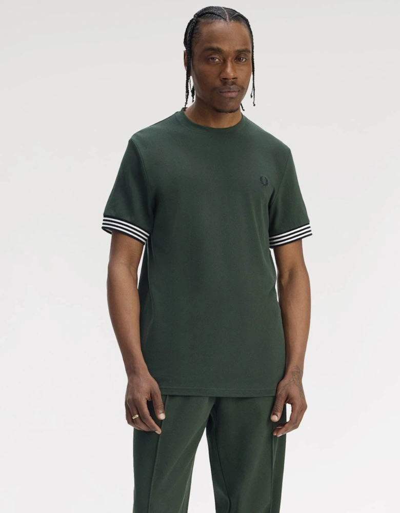Mens Striped Cuff T-Shirt - Court Green X89