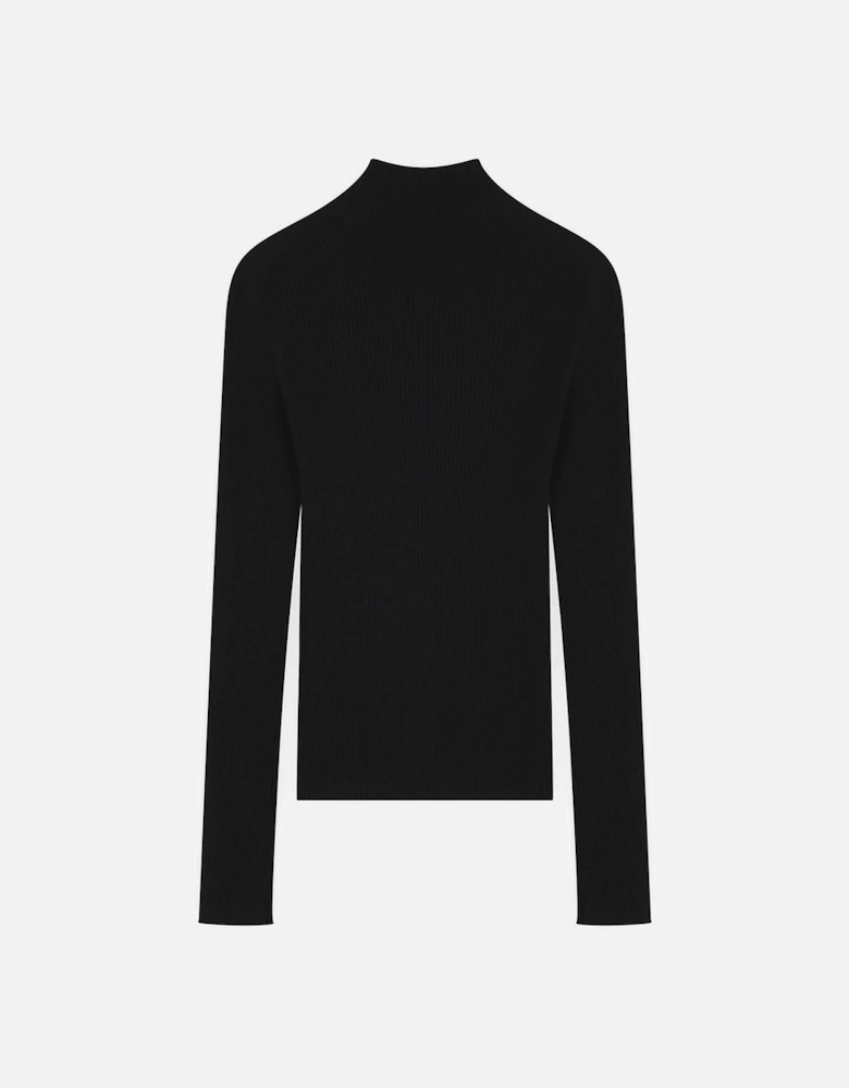 Tonal Fox Head Patch Fine Ribbed Turtleneck Jumper