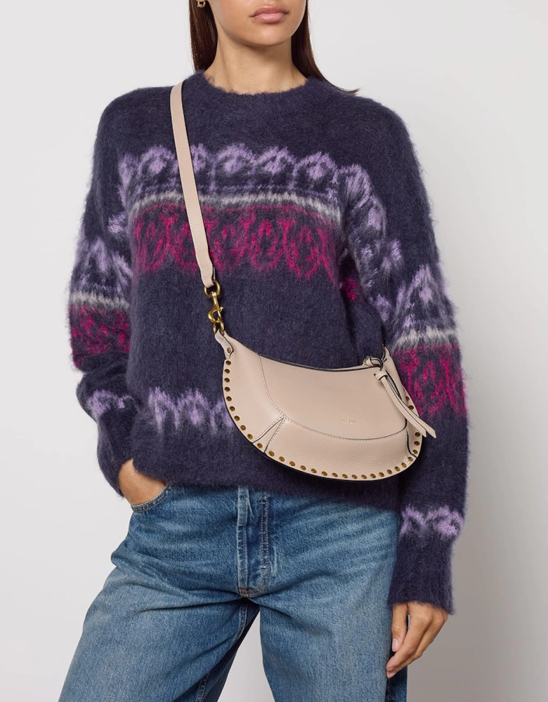 Oskan Moon Studded Grainy Leather Shoulder Bag