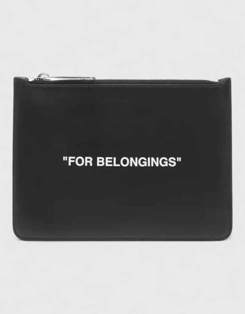 Quote Print Clutch Bag Black