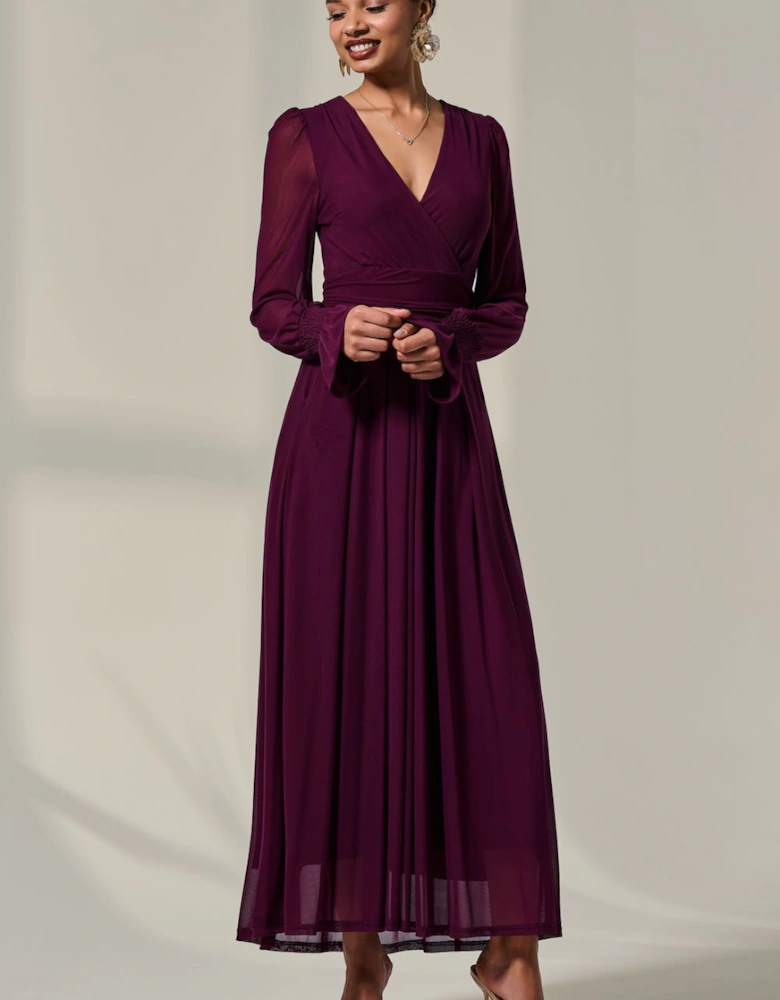 Long Sleeve Mesh Maxi Dress