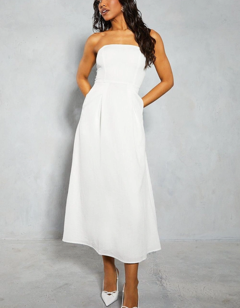 Linen Look Bandeau Maxi Dress