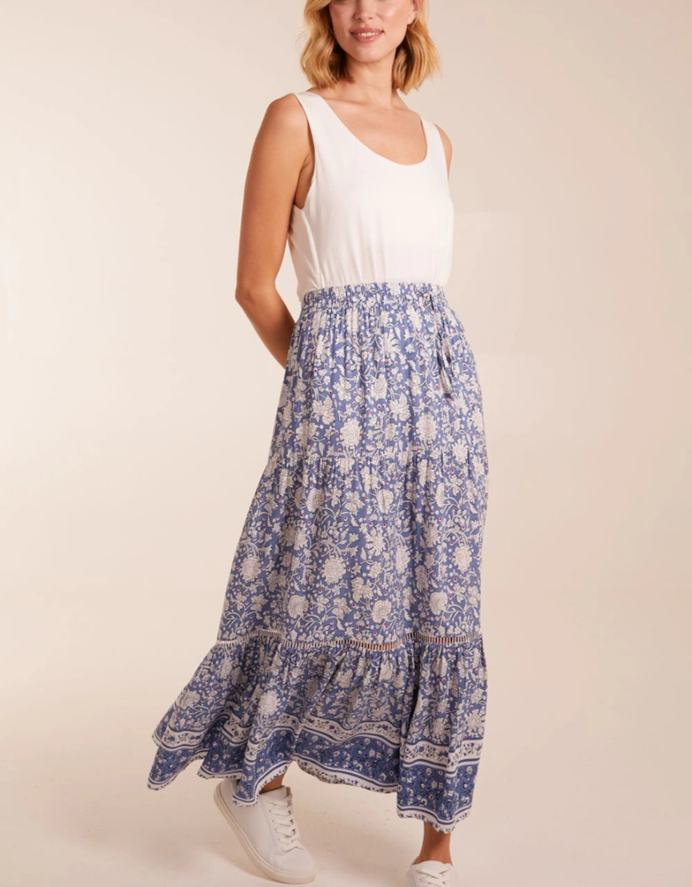 Elasticated Waistband Tiered Midi Skirt