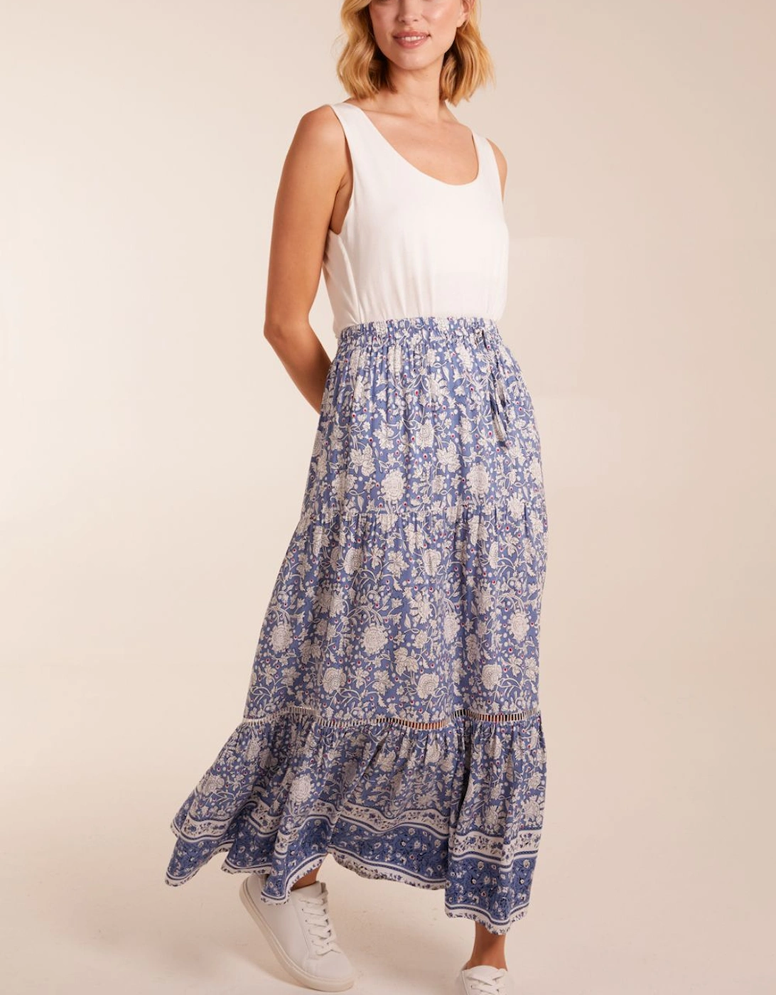 Elasticated Waistband Tiered Midi Skirt, 2 of 1