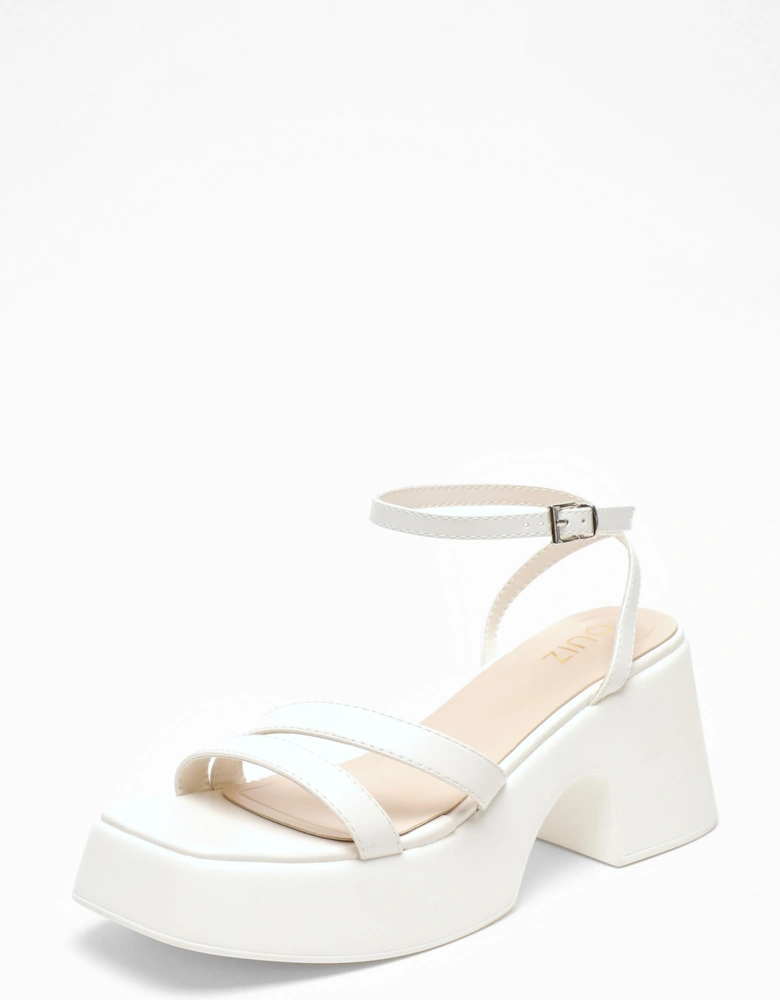 Nude Chunky Faux Leather Platform Sandals