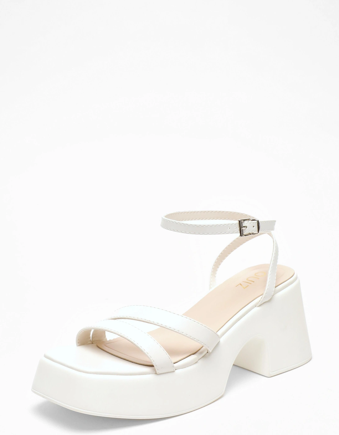 Nude Chunky Faux Leather Platform Sandals, 2 of 1