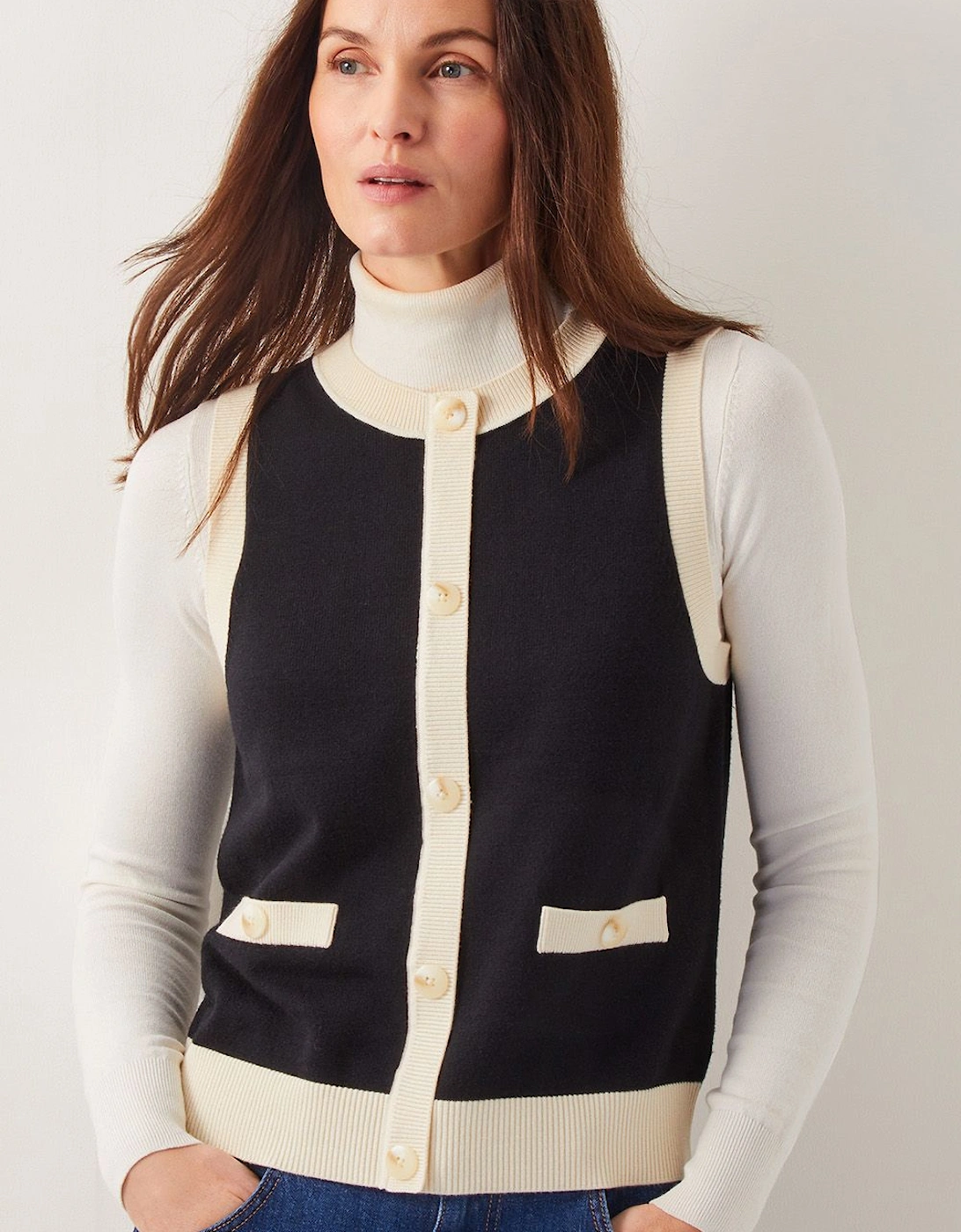 Sala Two Tone Knit Vest Black, 2 of 1