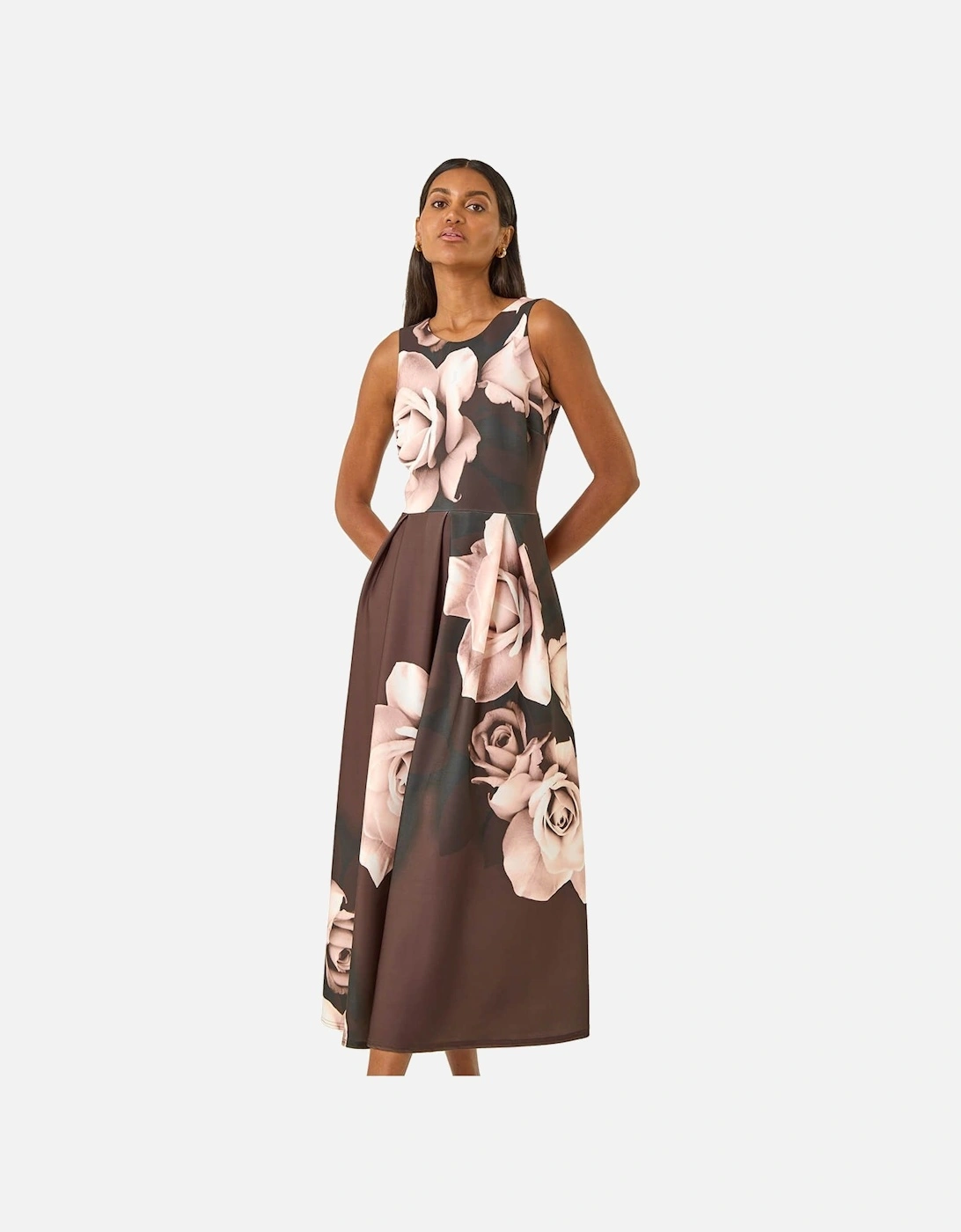 Floral Print Premium Stretch Midi Dress, 2 of 1