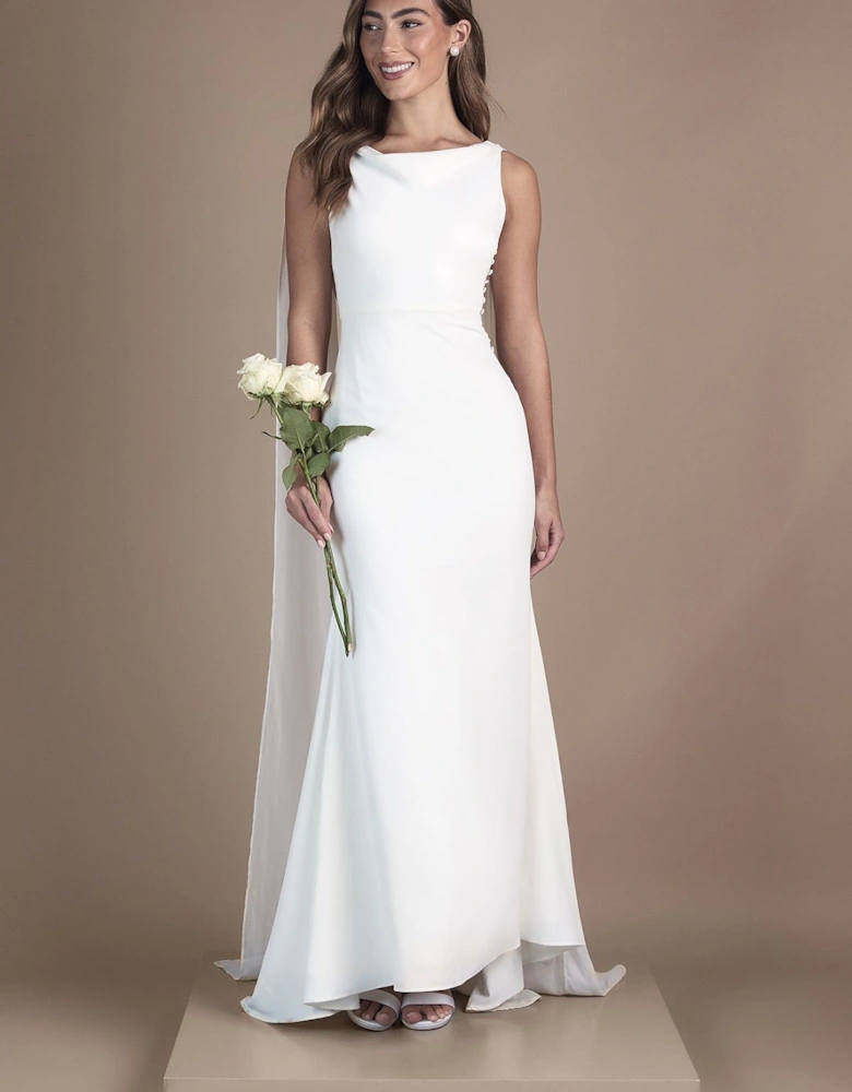 Petite Chiffon Cowl Back Detail Wedding Dress