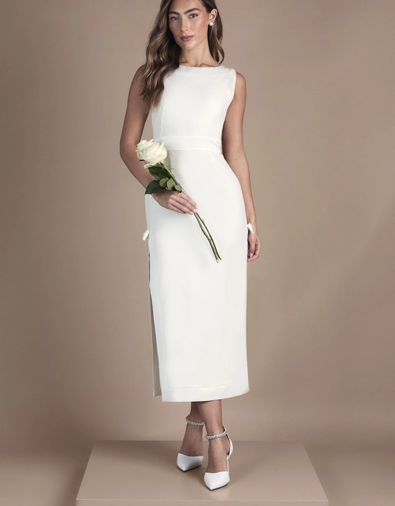 Slash Neck Midaxi Wedding Dress