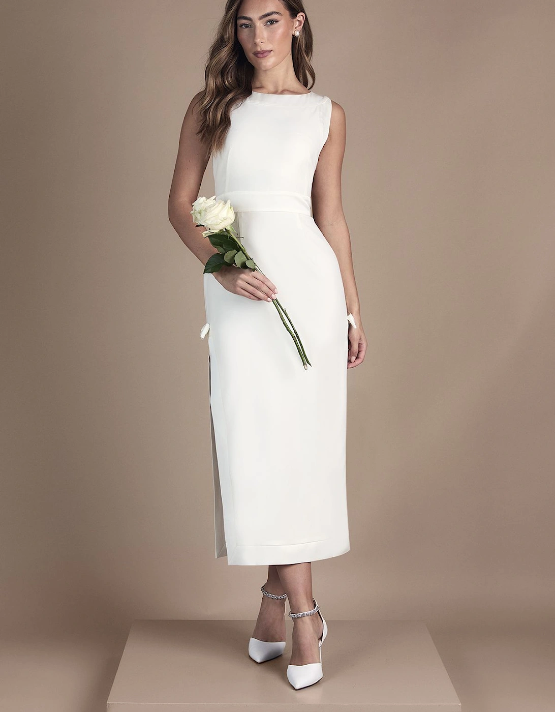 Slash Neck Midaxi Wedding Dress, 2 of 1
