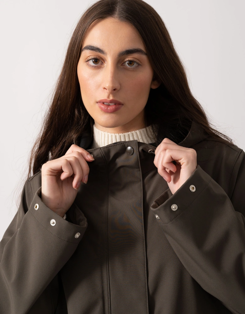 Daybreak Womens Long Softshell Raincoat - Wren 259