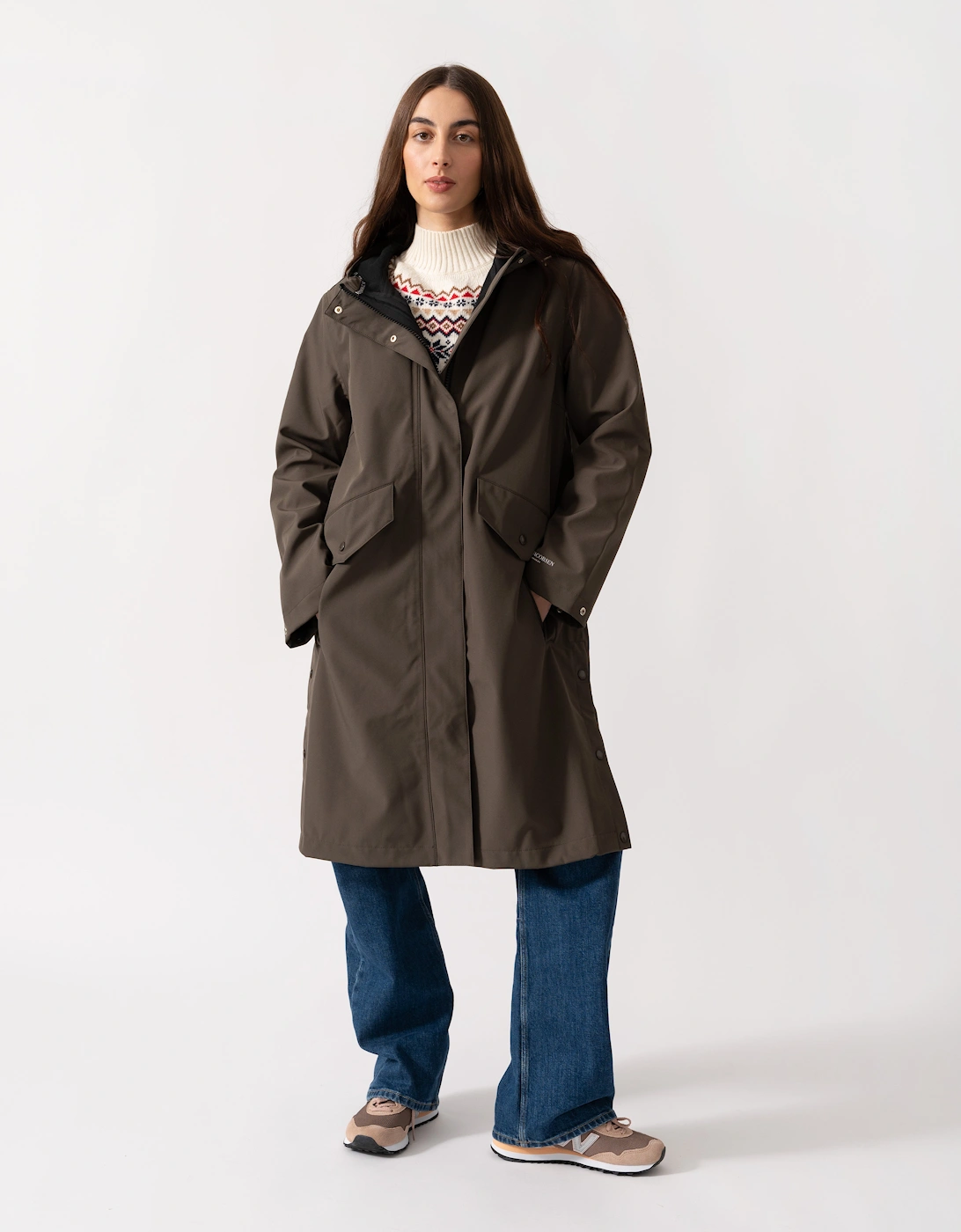 Women's Ilse Jacobsen Daybreak Womens Long Softshell Raincoat - Wren 259 - Brown - Size: UK12 eu38 us10