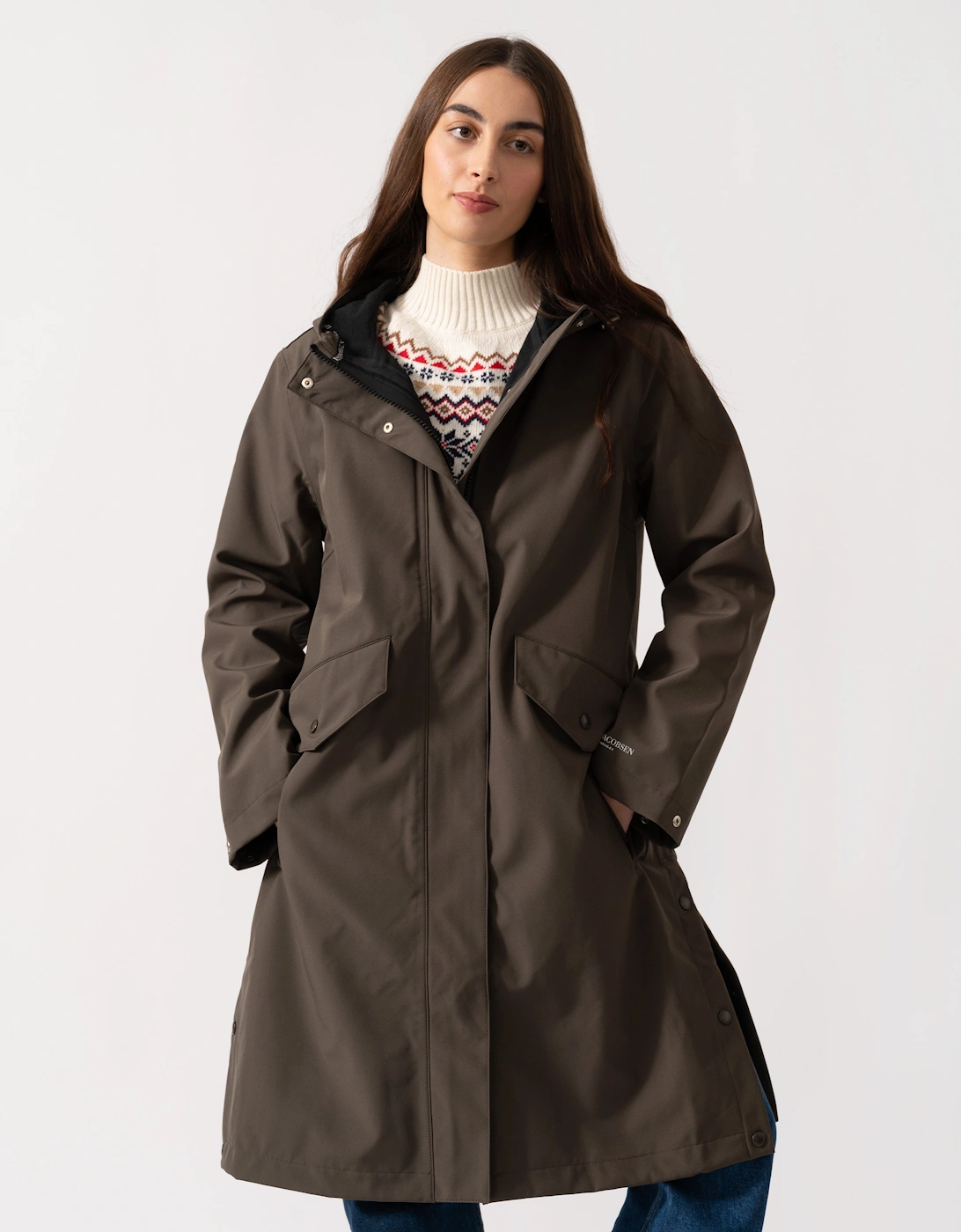 Daybreak Womens Long Softshell Raincoat - Wren 259