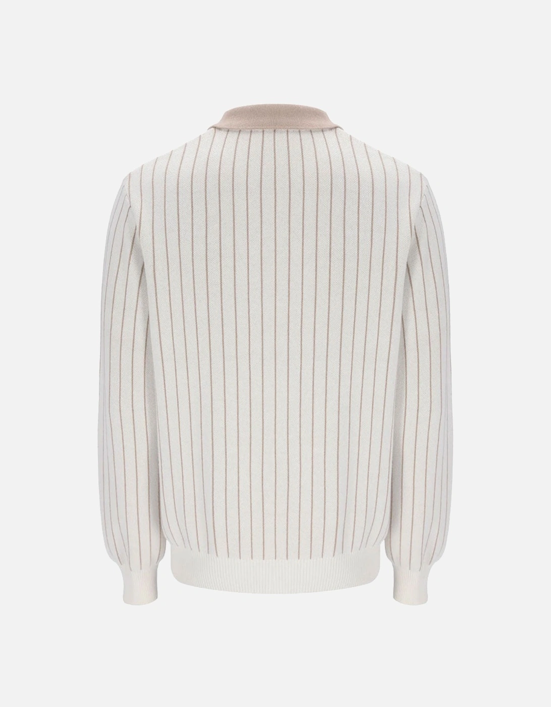 Vintage Kobe Original Stripe Knitted Longsleeved Polo Shirt - Gardina / Stone