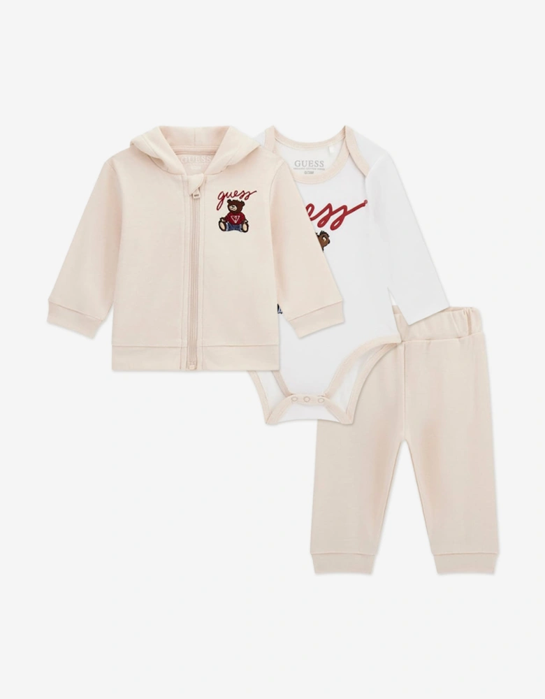 Baby Teddy Bear Tracksuit Set in Beige