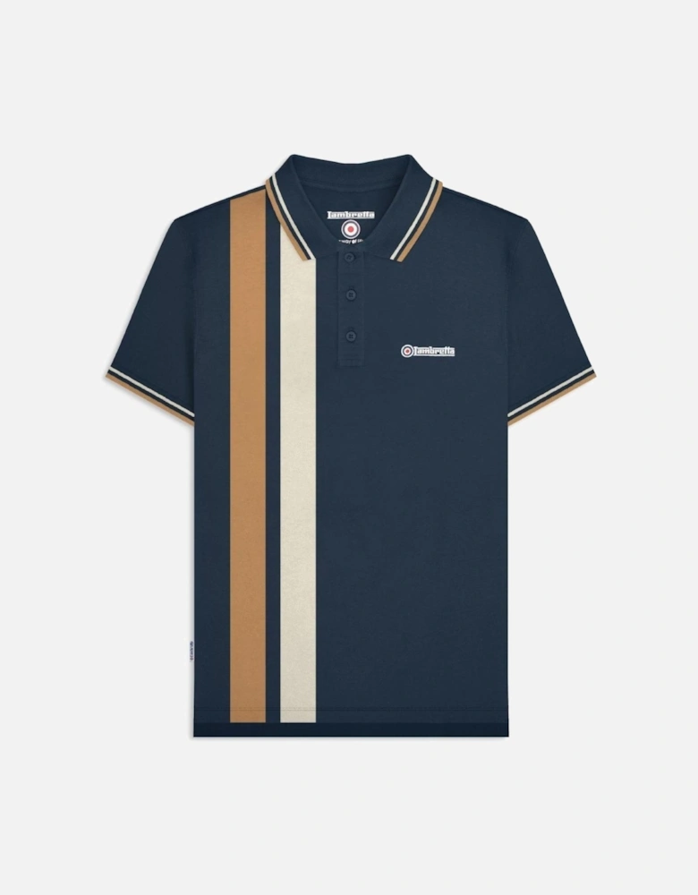 Mens Vertical Stripe Short Sleeve Polo Shirt