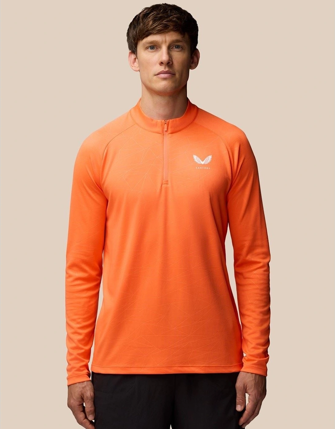 Adapt Training 1/4 Zip Top Polyester Men's Orange Activewear T-Shirts, 8 of 7
