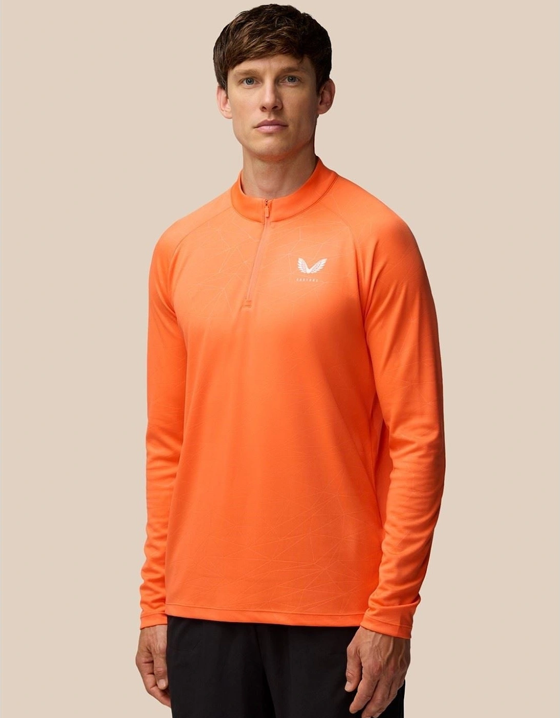 Adapt Training 1/4 Zip Top Polyester Men's Orange Activewear T-Shirts