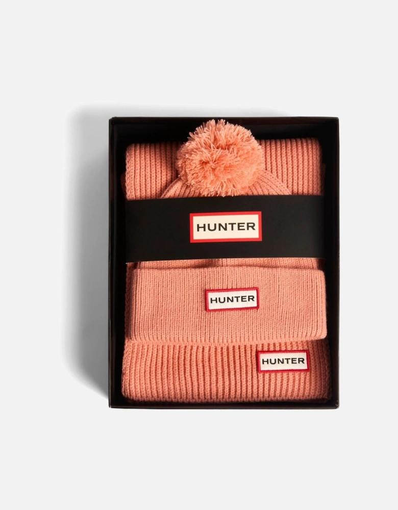 Arrinay Ribbed Pom Beanie/Scarf Box Set Unisex Adults Terracotta Hat & Scarf Set - One Size
