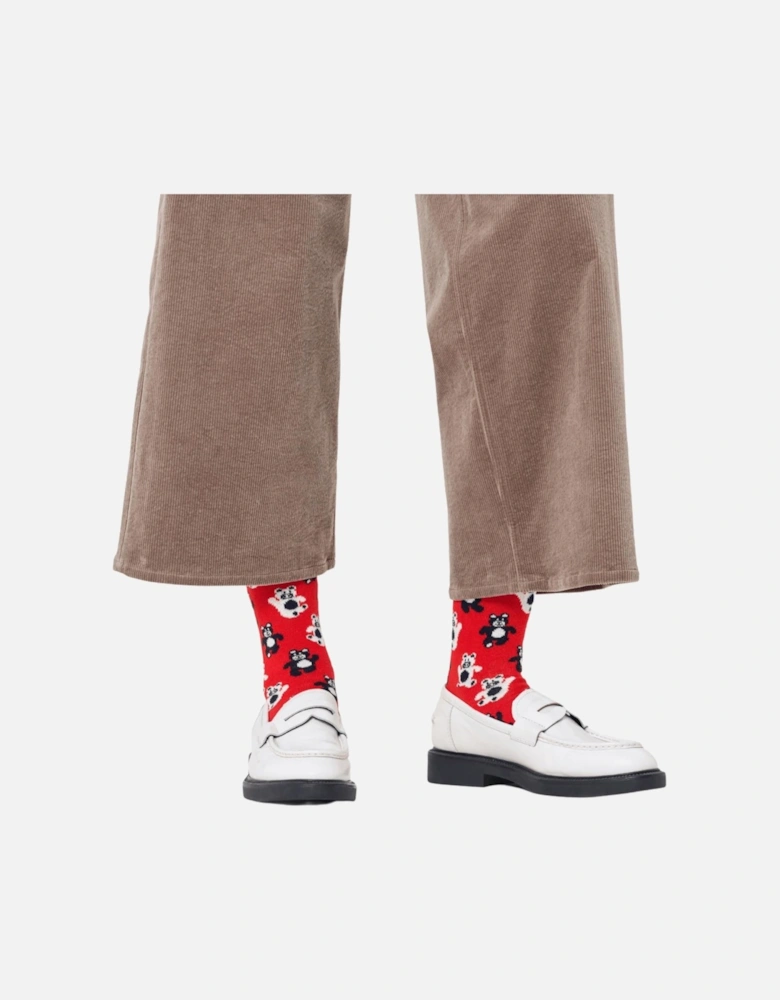 Teddy Bear Socks, Red