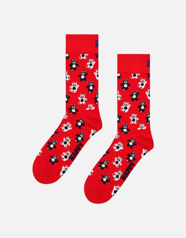 Teddy Bear Socks, Red