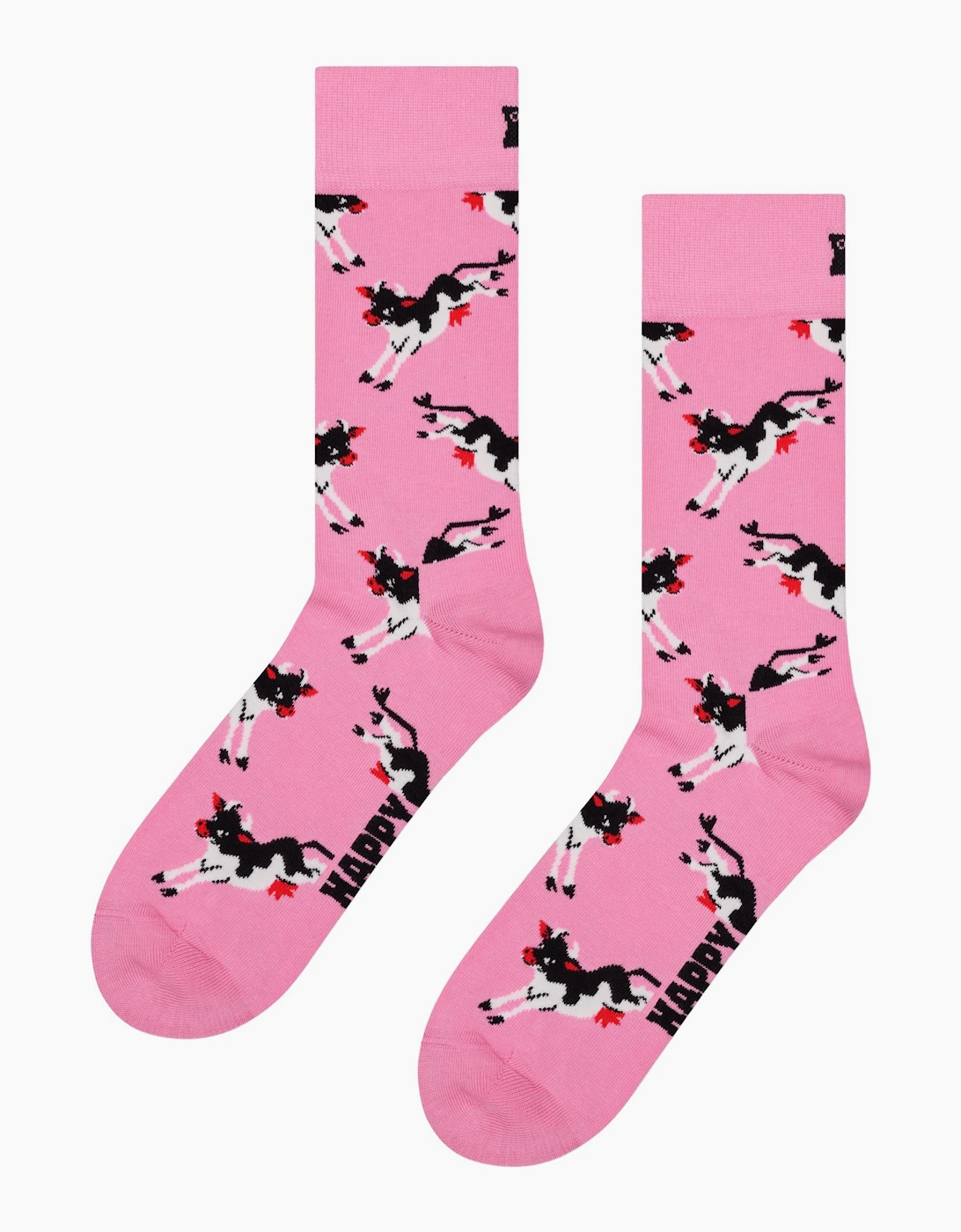 Happy Socks Women's Pink Cow Socks,  5.5/5/3.5/4/4.5/7/6.5/6/3 Eur Size 36-40