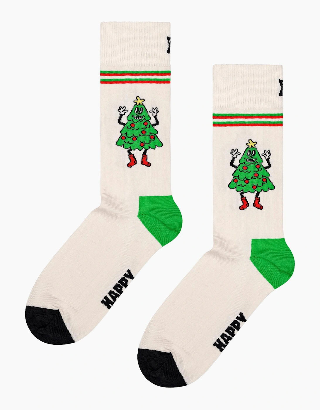 Happy Socks Women's White Happy Tree Socks,  5.5/5/3.5/4/4.5/7/6.5/6/3 Eur Size 36-40