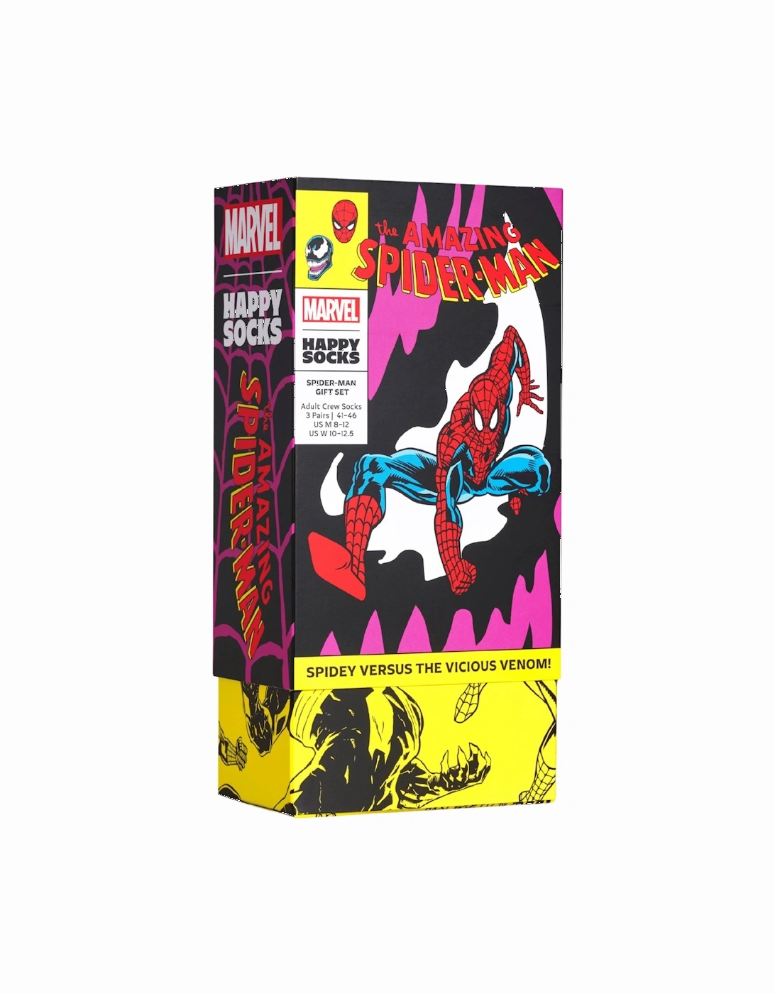 3-Pack Marvel Spiderman Socks Gift Box, Red/Yellow/Navy