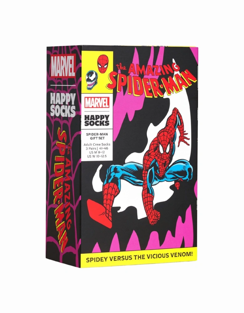 3-Pack Marvel Spiderman Socks Gift Box, Red/Yellow/Navy