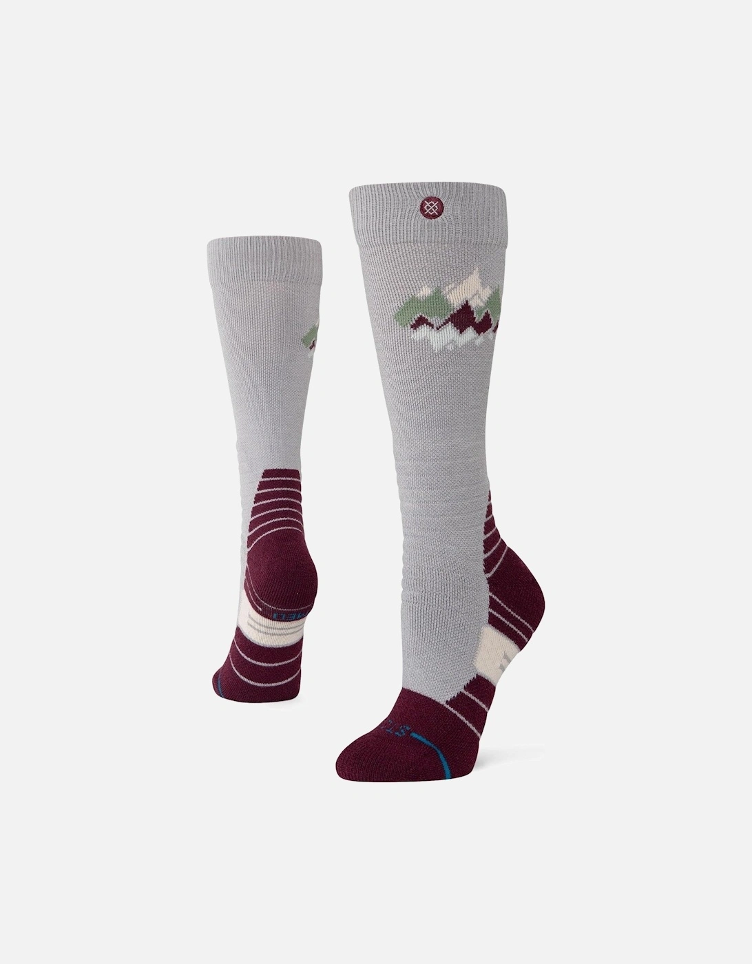 Womens Peaks Over The Calf Wool Ski Socks, 2 of 1