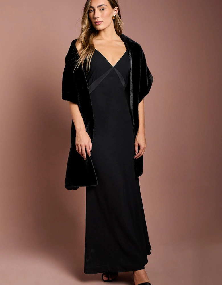 Black Faux Fur Wrap Shawl