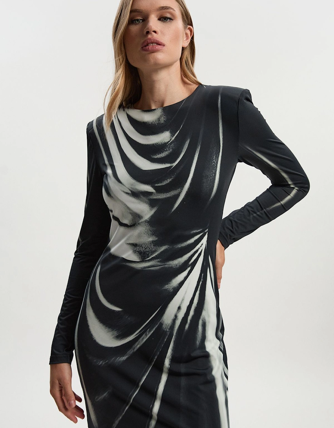 Tall Archive Graphic Print Long Sleeve Mini Dress, 2 of 1