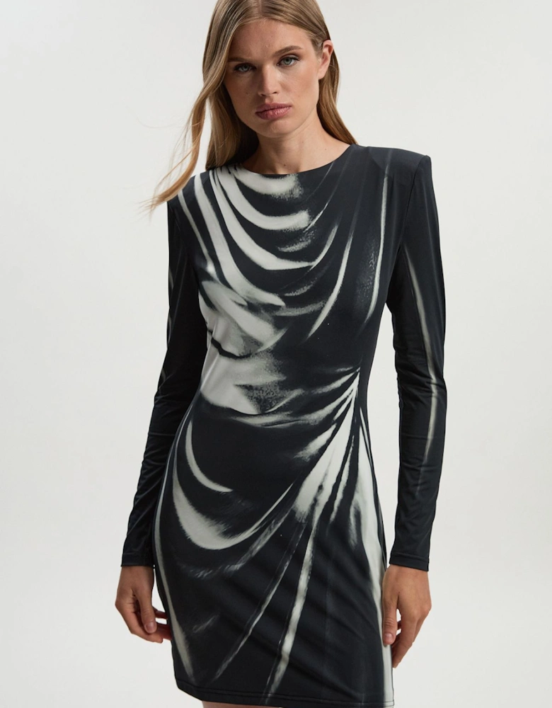 Archive Graphic Print Long Sleeve Mini Dress
