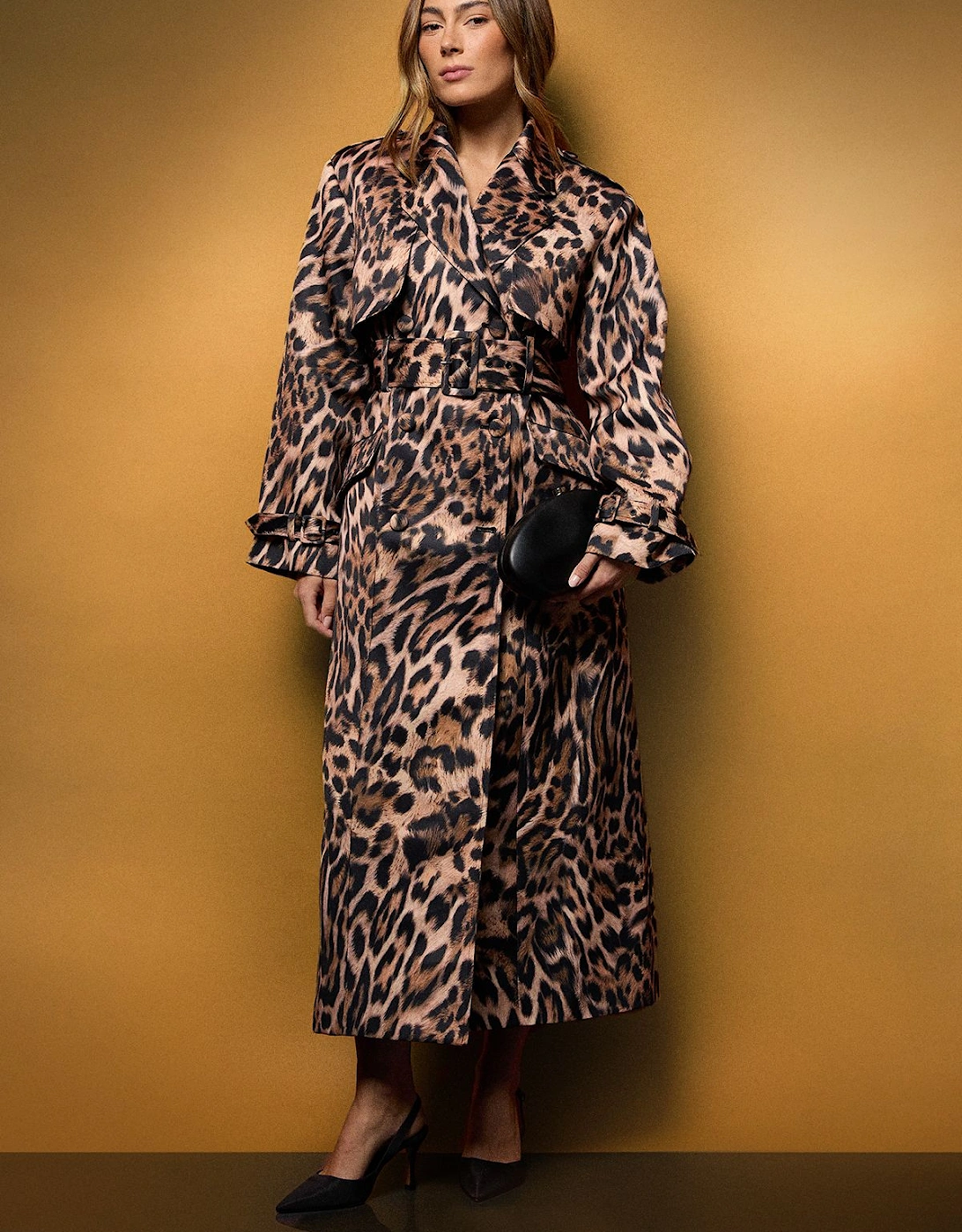 Muse Leopard Printed Satin Trench Coat, 2 of 1