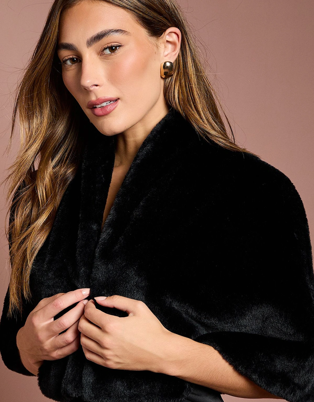 Black Faux Fur Short Cape, 2 of 1