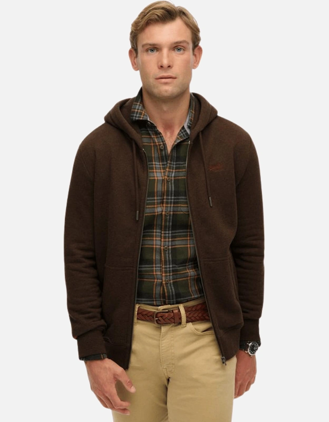 Mens Essential Logo Full Zip Hoodie, 2 of 1