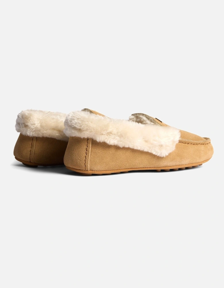 Womens Moccasin Slipper Sherpa Suede Women's Biscuit Slippers