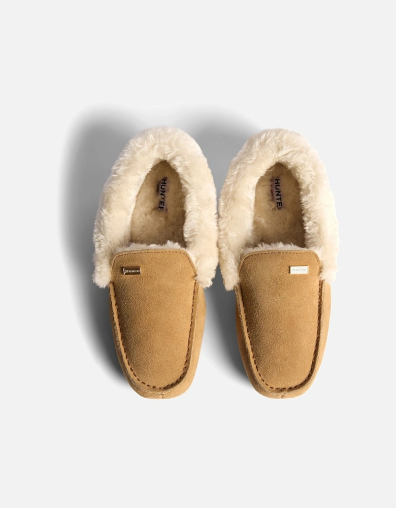 Womens Moccasin Slipper Sherpa Suede Women's Biscuit Slippers