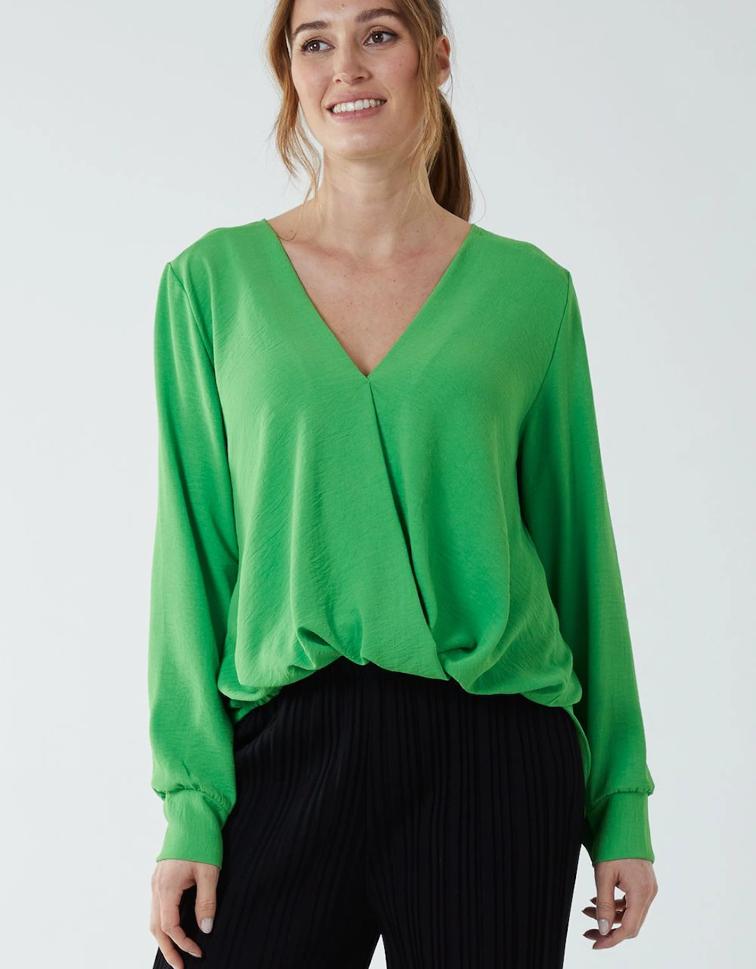 Crossover Woven Plain Blouse, 2 of 1