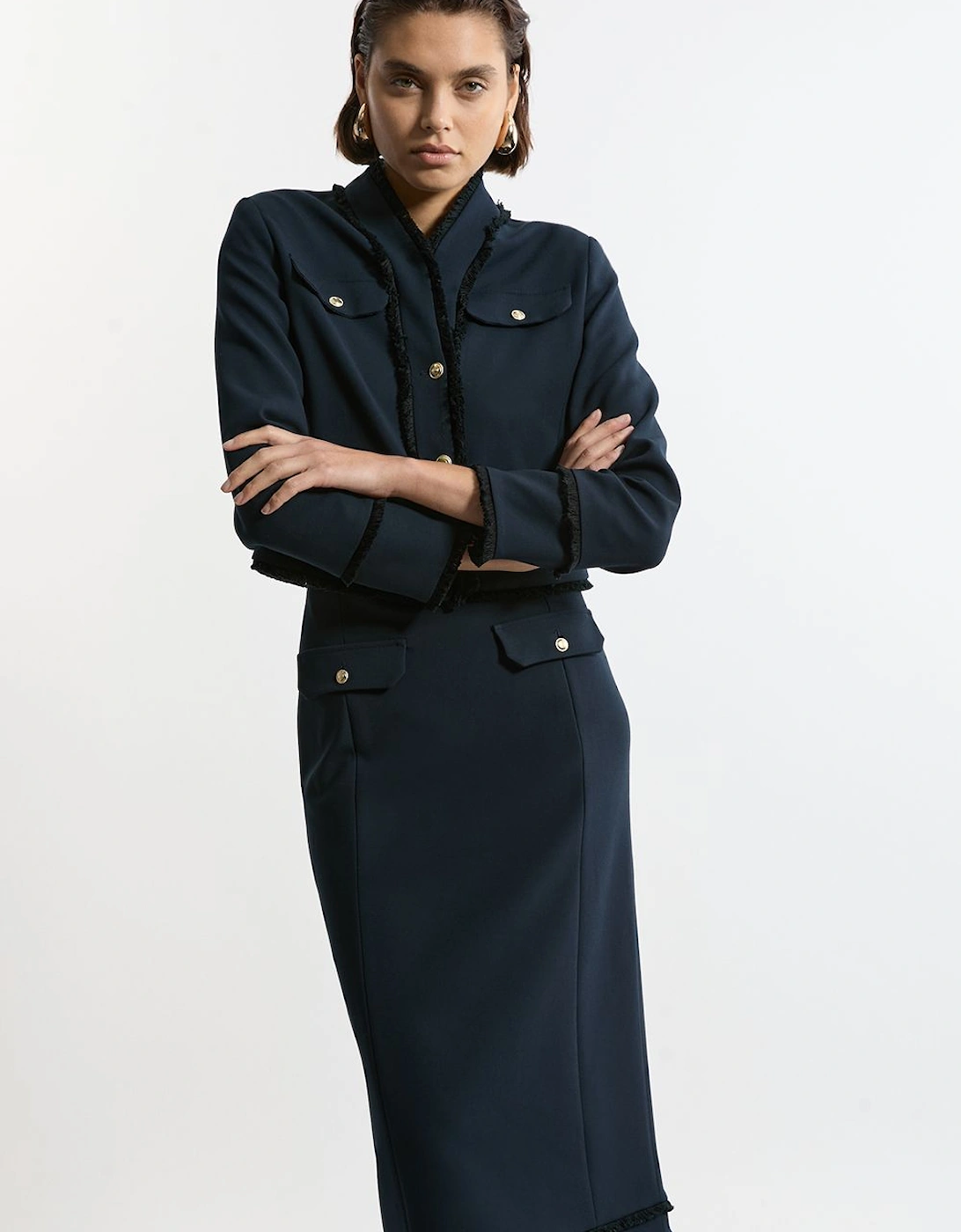Compact Stretch Tweed Tailored Maxi Skirt, 2 of 1