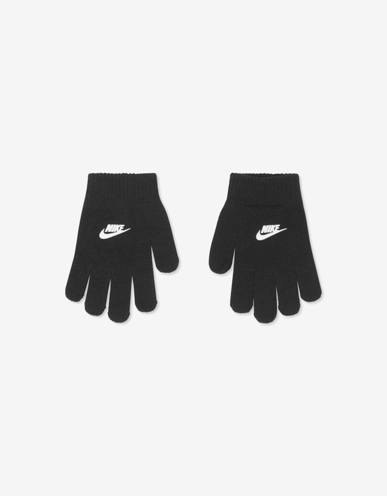 Boys Swoosh Pom Beanie And Gloves Set in Black