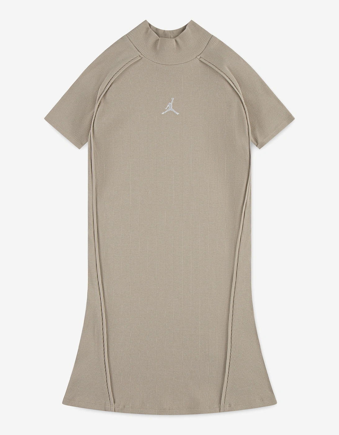 Jordan Girls Mock Neck Ribbed Dress in Beige, 5 of 4