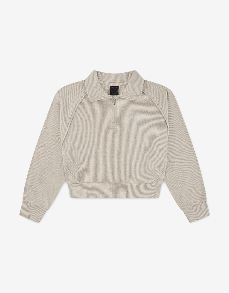 Jordan Girls Quarter Zip Sweatshirt in Beige