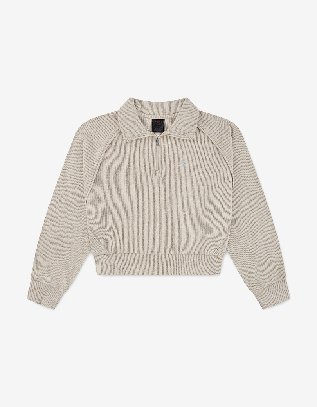 Jordan Girls Quarter Zip Sweatshirt in Beige, 5 of 4