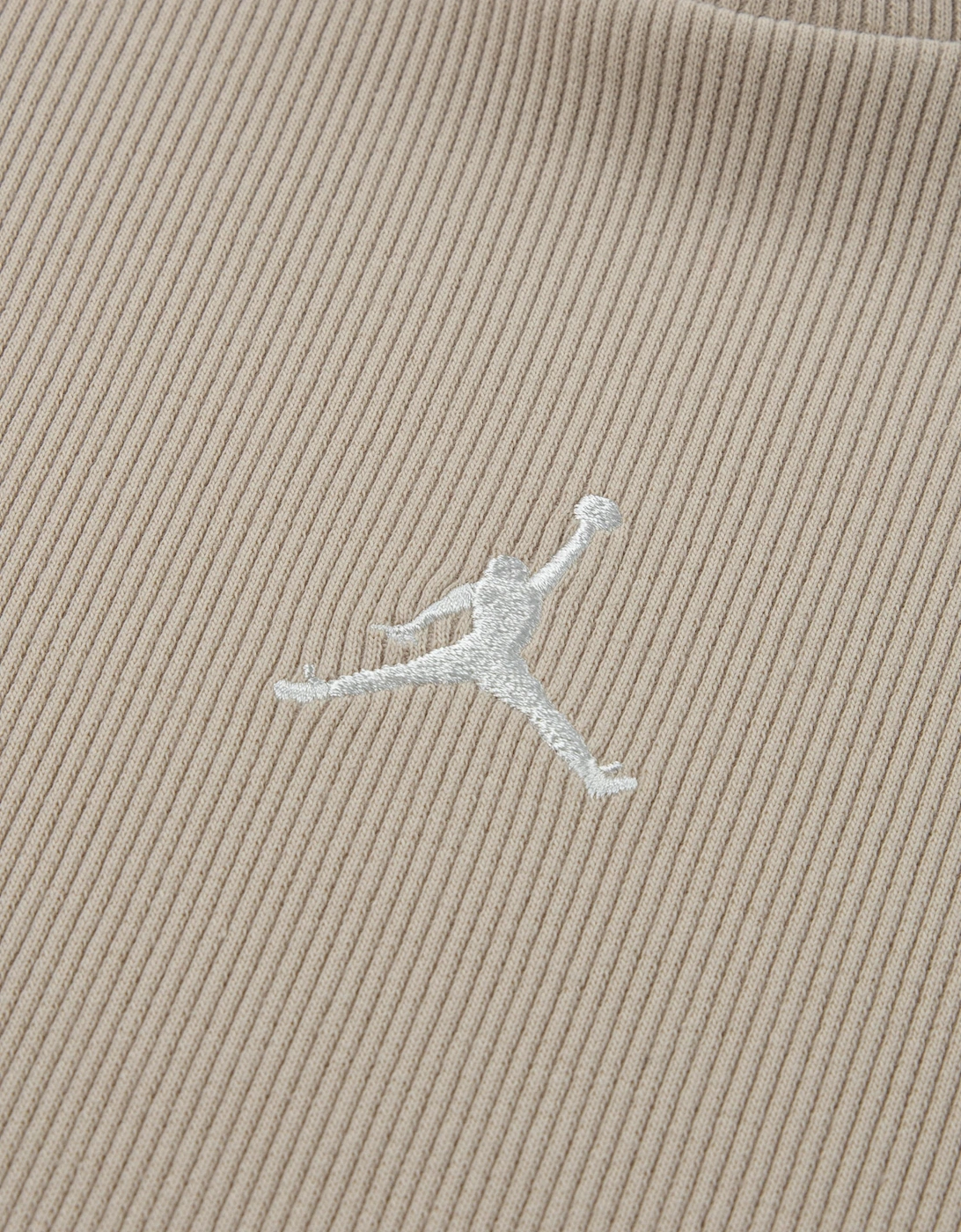 Jordan Girls Mock Neck Ribbed Dress in Beige