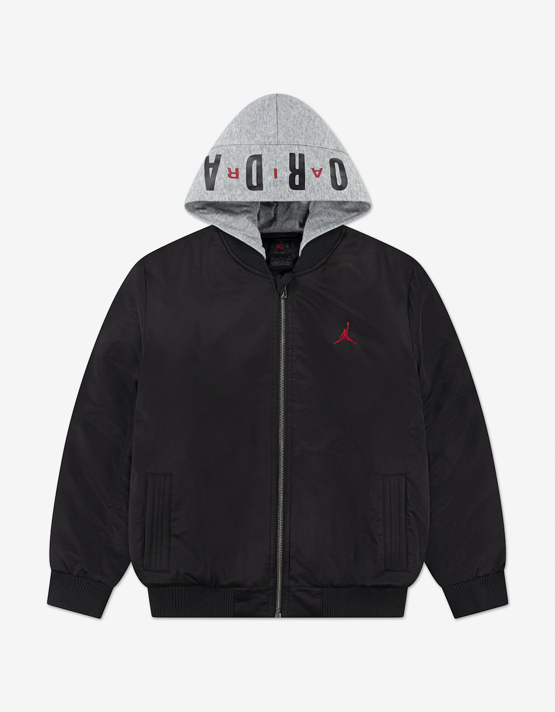 Girl's Jordan Kids Big Logo Hooded Bomber Jacket in Black - Size: 12 - 13 yrs