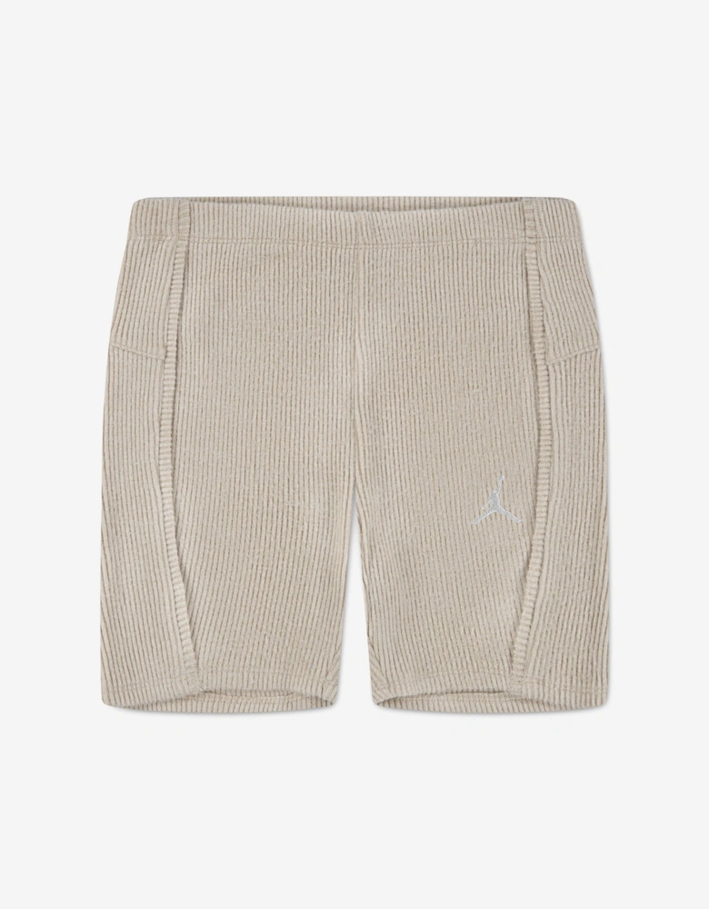Jordan Girls Ribbed Bike Shorts in Beige