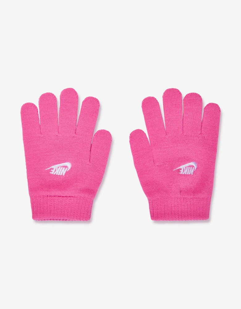 Girls Futura Beanie Hat And Gloves Set in Pink