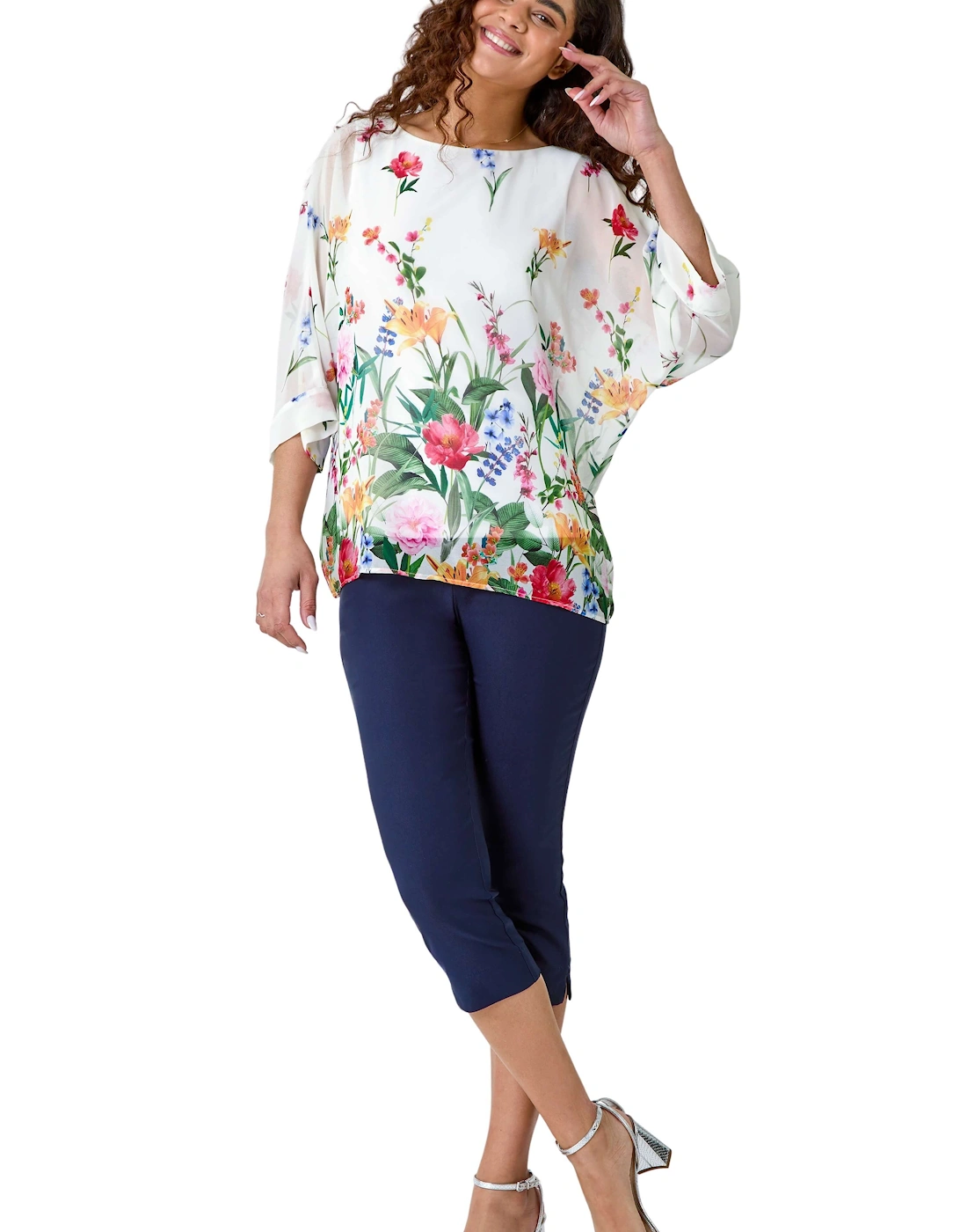 Floral Border Print Overlay Top, 2 of 1